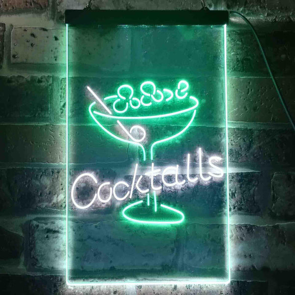 ADVPRO Cocktails Glass Bar Club  Dual Color LED Neon Sign st6-i3539 - White & Green