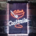 ADVPRO Cocktails Glass Bar Club  Dual Color LED Neon Sign st6-i3539 - White & Orange