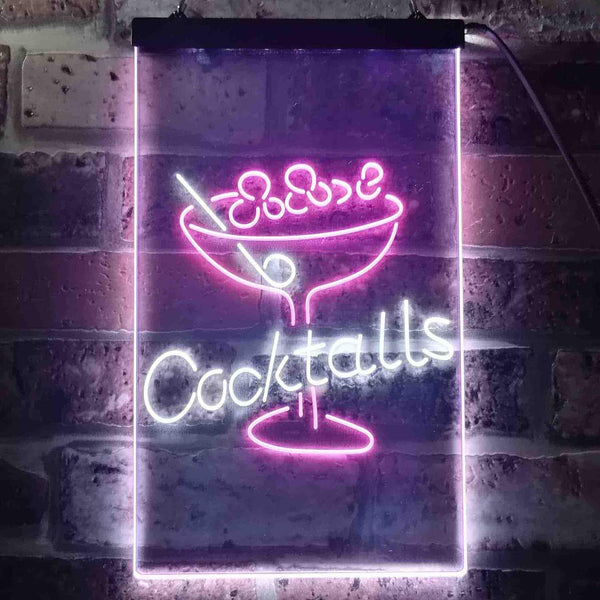 ADVPRO Cocktails Glass Bar Club  Dual Color LED Neon Sign st6-i3539 - White & Purple