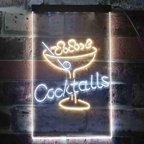 ADVPRO Cocktails Glass Bar Club  Dual Color LED Neon Sign st6-i3539 - White & Yellow