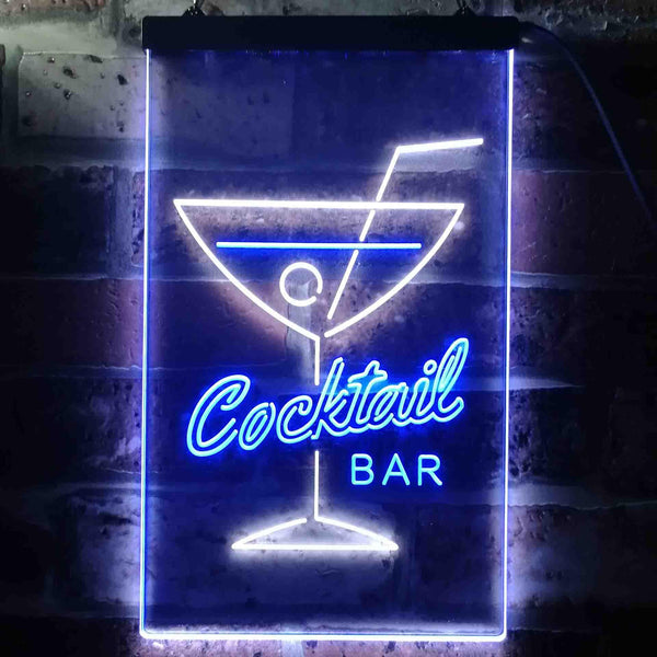 ADVPRO Cocktails Drink Club Home Bar  Dual Color LED Neon Sign st6-i3541 - White & Blue