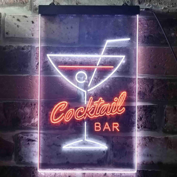 ADVPRO Cocktails Drink Club Home Bar  Dual Color LED Neon Sign st6-i3541 - White & Orange