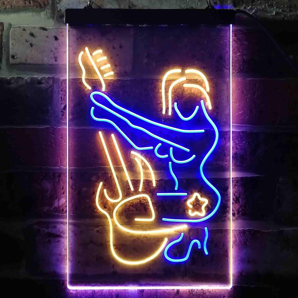 ADVPRO Girl Play Guitar Music Room  Dual Color LED Neon Sign st6-i3547 - Blue & Yellow