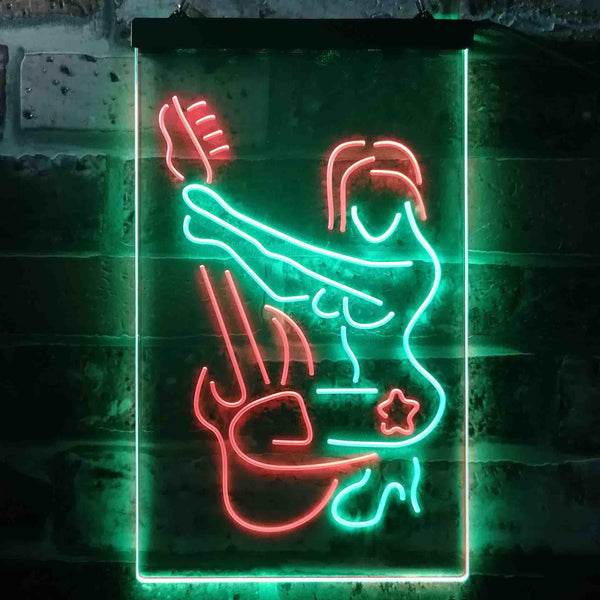 ADVPRO Girl Play Guitar Music Room  Dual Color LED Neon Sign st6-i3547 - Green & Red