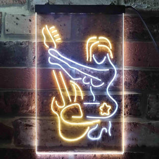 ADVPRO Girl Play Guitar Music Room  Dual Color LED Neon Sign st6-i3547 - White & Yellow
