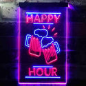 ADVPRO Happy Hour Cheers Beer Mugs  Dual Color LED Neon Sign st6-i3550 - Blue & Red