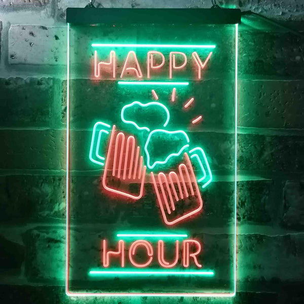 ADVPRO Happy Hour Cheers Beer Mugs  Dual Color LED Neon Sign st6-i3550 - Green & Red