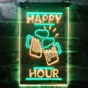 ADVPRO Happy Hour Cheers Beer Mugs  Dual Color LED Neon Sign st6-i3550 - Green & Yellow