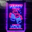 ADVPRO Happy Hour Cheers Beer Mugs  Dual Color LED Neon Sign st6-i3550 - Red & Blue