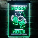 ADVPRO Happy Hour Cheers Beer Mugs  Dual Color LED Neon Sign st6-i3550 - White & Green