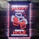 ADVPRO Happy Hour Cheers Beer Mugs  Dual Color LED Neon Sign st6-i3550 - White & Orange