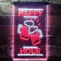 ADVPRO Happy Hour Cheers Beer Mugs  Dual Color LED Neon Sign st6-i3550 - White & Red