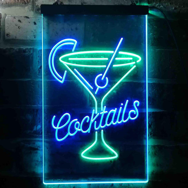 ADVPRO Cocktails Cup Glass Drink Display  Dual Color LED Neon Sign st6-i3556 - Green & Blue