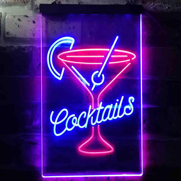 ADVPRO Cocktails Cup Glass Drink Display  Dual Color LED Neon Sign st6-i3556 - Red & Blue