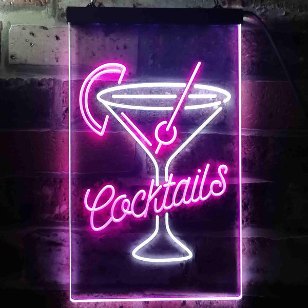 ADVPRO Cocktails Cup Glass Drink Display  Dual Color LED Neon Sign st6-i3556 - White & Purple