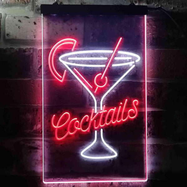 ADVPRO Cocktails Cup Glass Drink Display  Dual Color LED Neon Sign st6-i3556 - White & Red