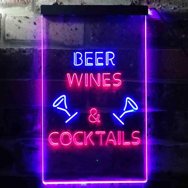 ADVPRO Beer Wine Cocktails Bar Club  Dual Color LED Neon Sign st6-i3557 - Blue & Red