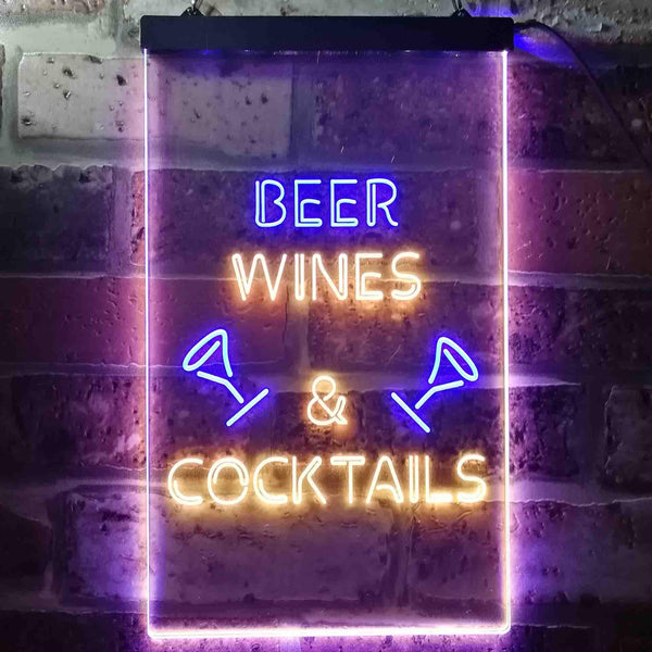 ADVPRO Beer Wine Cocktails Bar Club  Dual Color LED Neon Sign st6-i3557 - Blue & Yellow