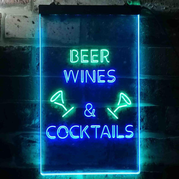 ADVPRO Beer Wine Cocktails Bar Club  Dual Color LED Neon Sign st6-i3557 - Green & Blue