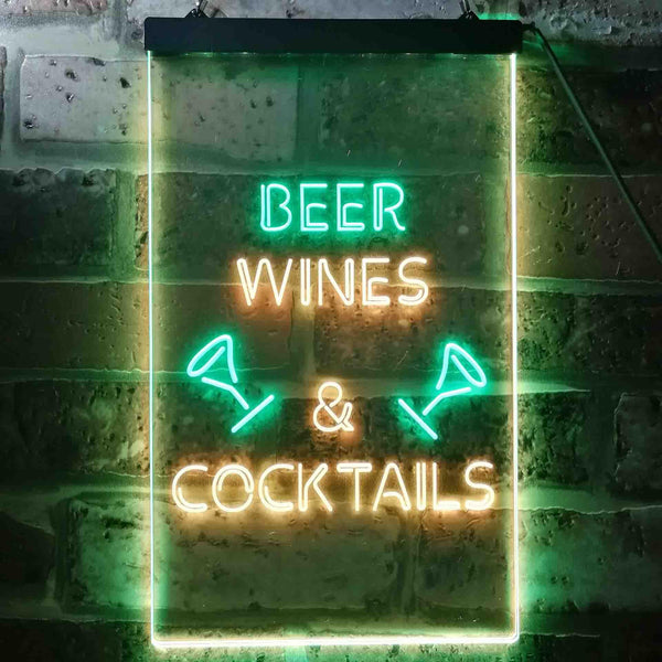 ADVPRO Beer Wine Cocktails Bar Club  Dual Color LED Neon Sign st6-i3557 - Green & Yellow