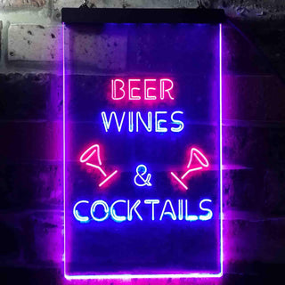 ADVPRO Beer Wine Cocktails Bar Club  Dual Color LED Neon Sign st6-i3557 - Red & Blue