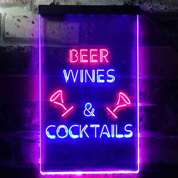 ADVPRO Beer Wine Cocktails Bar Club  Dual Color LED Neon Sign st6-i3557 - Red & Blue