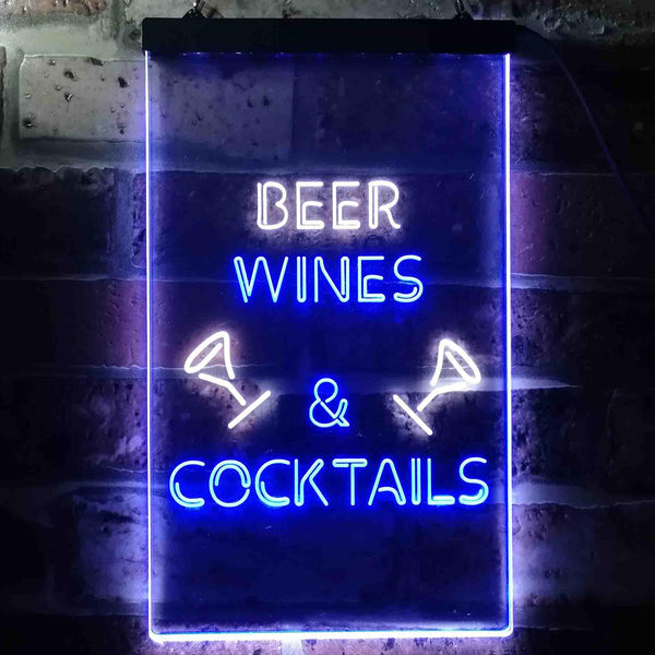 ADVPRO Beer Wine Cocktails Bar Club  Dual Color LED Neon Sign st6-i3557 - White & Blue