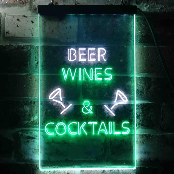ADVPRO Beer Wine Cocktails Bar Club  Dual Color LED Neon Sign st6-i3557 - White & Green