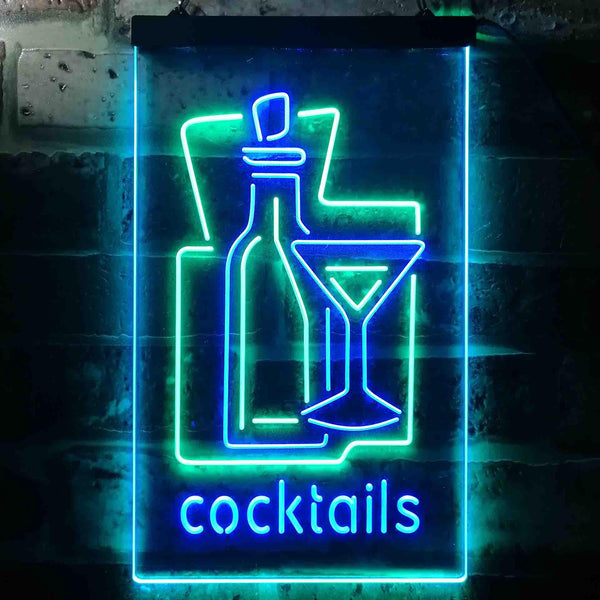 ADVPRO Cocktails Drink Glass Club  Dual Color LED Neon Sign st6-i3558 - Green & Blue