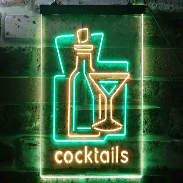 ADVPRO Cocktails Drink Glass Club  Dual Color LED Neon Sign st6-i3558 - Green & Yellow
