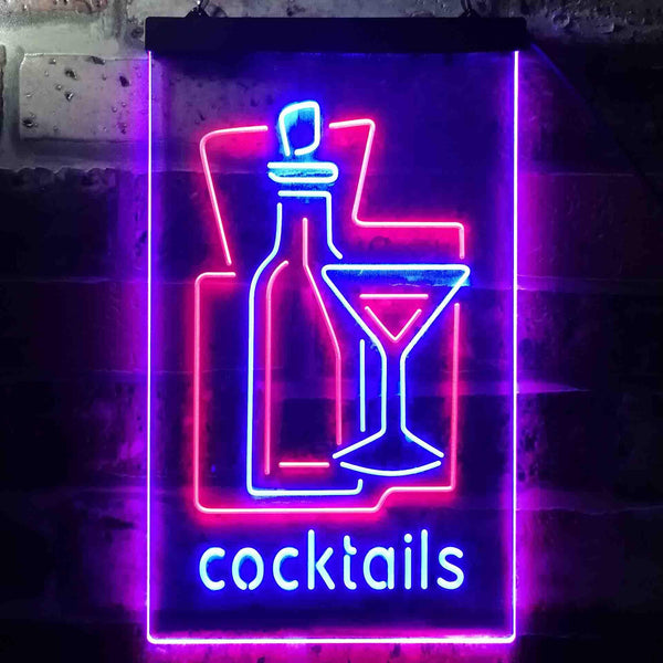 ADVPRO Cocktails Drink Glass Club  Dual Color LED Neon Sign st6-i3558 - Red & Blue