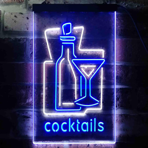 ADVPRO Cocktails Drink Glass Club  Dual Color LED Neon Sign st6-i3558 - White & Blue