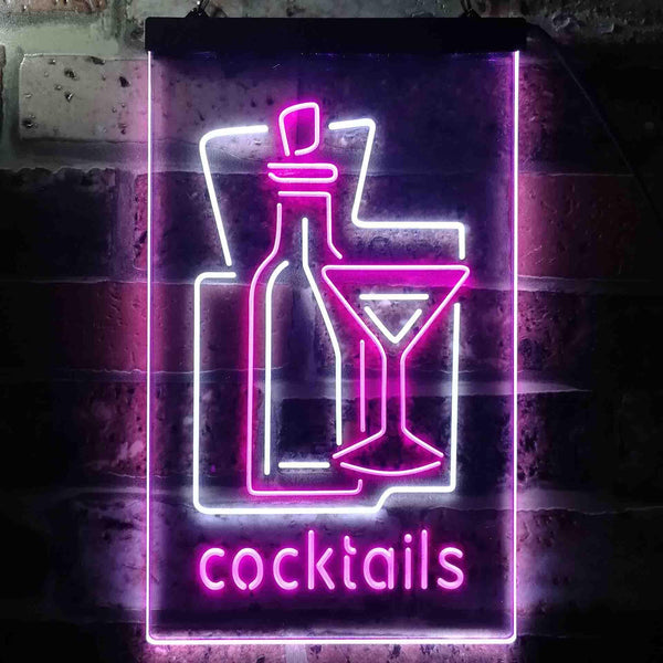 ADVPRO Cocktails Drink Glass Club  Dual Color LED Neon Sign st6-i3558 - White & Purple