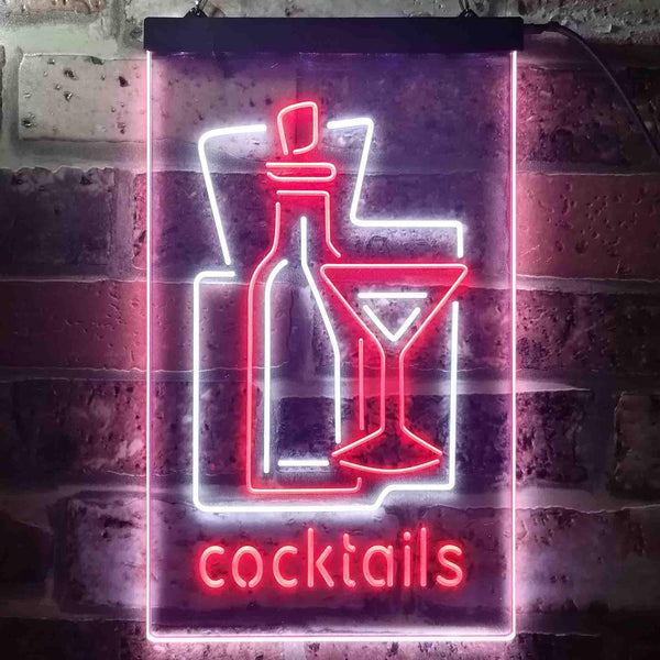 ADVPRO Cocktails Drink Glass Club  Dual Color LED Neon Sign st6-i3558 - White & Red