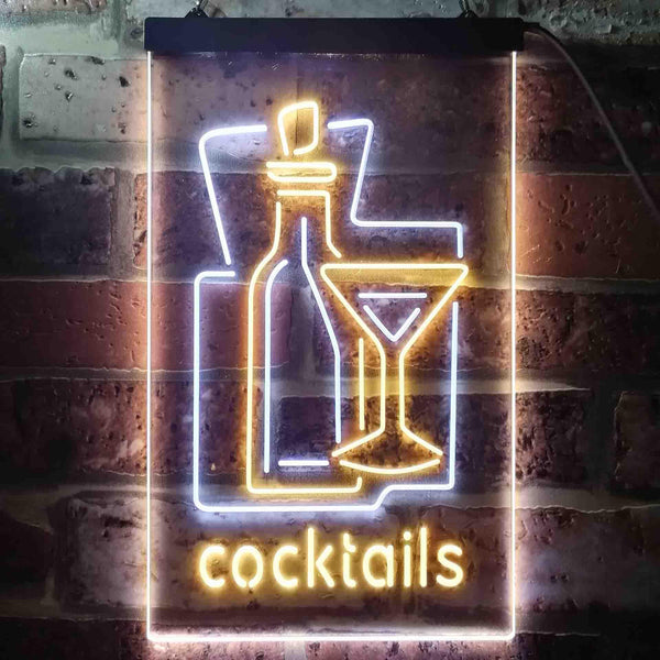 ADVPRO Cocktails Drink Glass Club  Dual Color LED Neon Sign st6-i3558 - White & Yellow