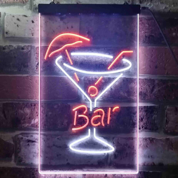 ADVPRO Home Bar Glass Cocktails Display Decoration  Dual Color LED Neon Sign st6-i3560 - White & Orange