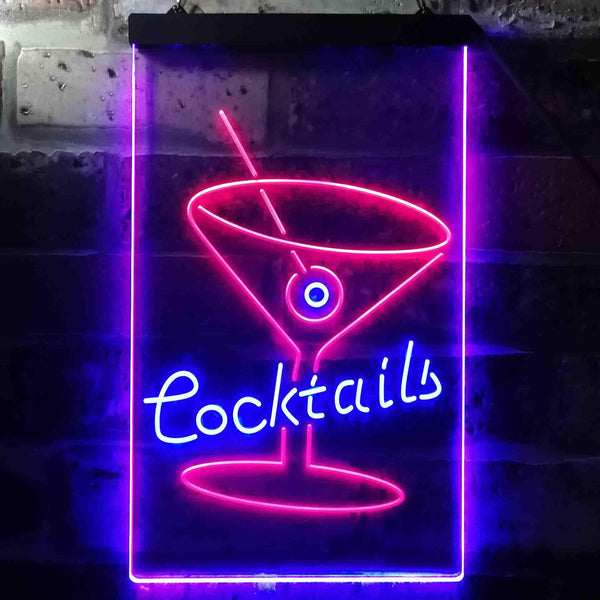 ADVPRO Cocktails Glass Man Cave  Dual Color LED Neon Sign st6-i3573 - Blue & Red