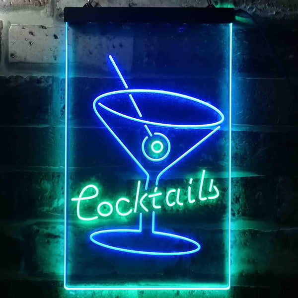 ADVPRO Cocktails Glass Man Cave  Dual Color LED Neon Sign st6-i3573 - Green & Blue