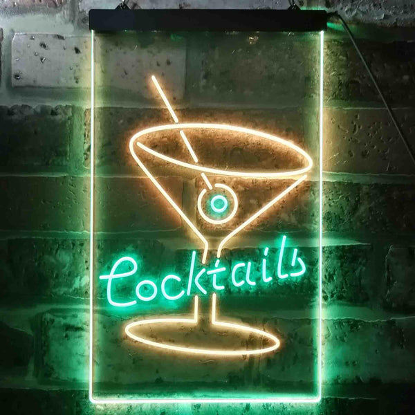 ADVPRO Cocktails Glass Man Cave  Dual Color LED Neon Sign st6-i3573 - Green & Yellow