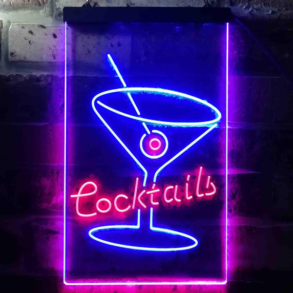 ADVPRO Cocktails Glass Man Cave  Dual Color LED Neon Sign st6-i3573 - Red & Blue