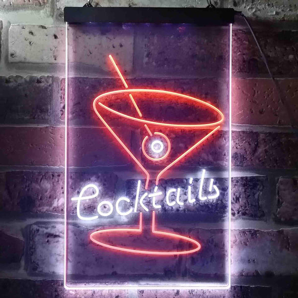 ADVPRO Cocktails Glass Man Cave  Dual Color LED Neon Sign st6-i3573 - White & Orange