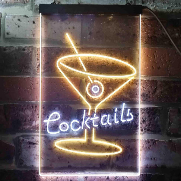 ADVPRO Cocktails Glass Man Cave  Dual Color LED Neon Sign st6-i3573 - White & Yellow