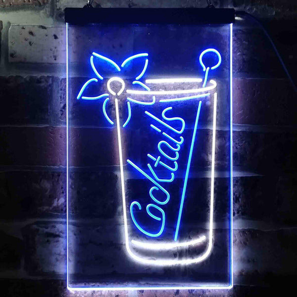 ADVPRO Cocktails Cup Home Bar  Dual Color LED Neon Sign st6-i3578 - White & Blue