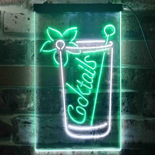 ADVPRO Cocktails Cup Home Bar  Dual Color LED Neon Sign st6-i3578 - White & Green