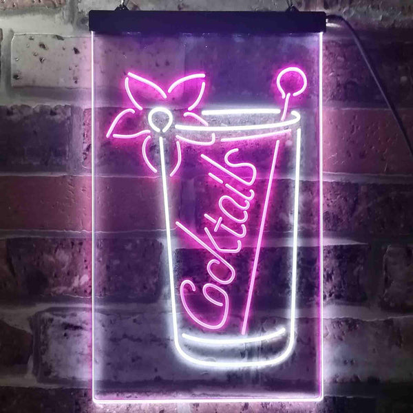 ADVPRO Cocktails Cup Home Bar  Dual Color LED Neon Sign st6-i3578 - White & Purple