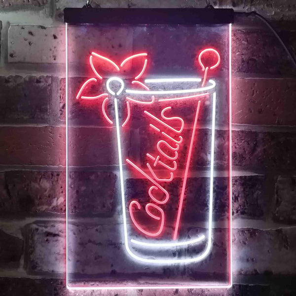 ADVPRO Cocktails Cup Home Bar  Dual Color LED Neon Sign st6-i3578 - White & Red