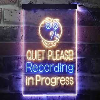 ADVPRO Quiet Please Recording in Progress Studio  Dual Color LED Neon Sign st6-i3580 - Blue & Yellow
