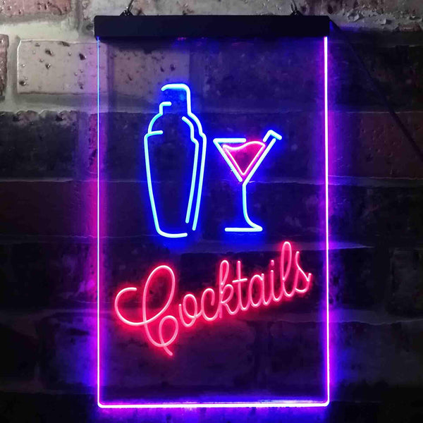 ADVPRO Cocktails Mixer Glass Bar  Dual Color LED Neon Sign st6-i3586 - Blue & Red