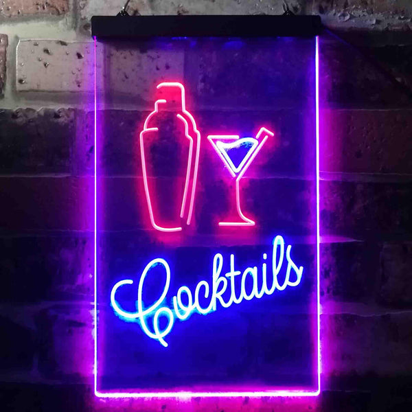 ADVPRO Cocktails Mixer Glass Bar  Dual Color LED Neon Sign st6-i3586 - Red & Blue
