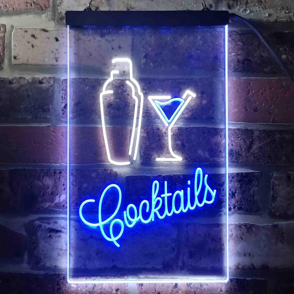 ADVPRO Cocktails Mixer Glass Bar  Dual Color LED Neon Sign st6-i3586 - White & Blue